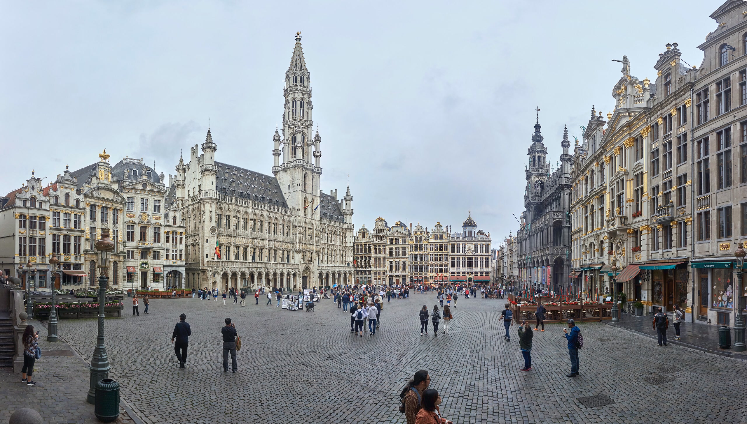 The historic guildhall façades of Grand-Place in Brussels