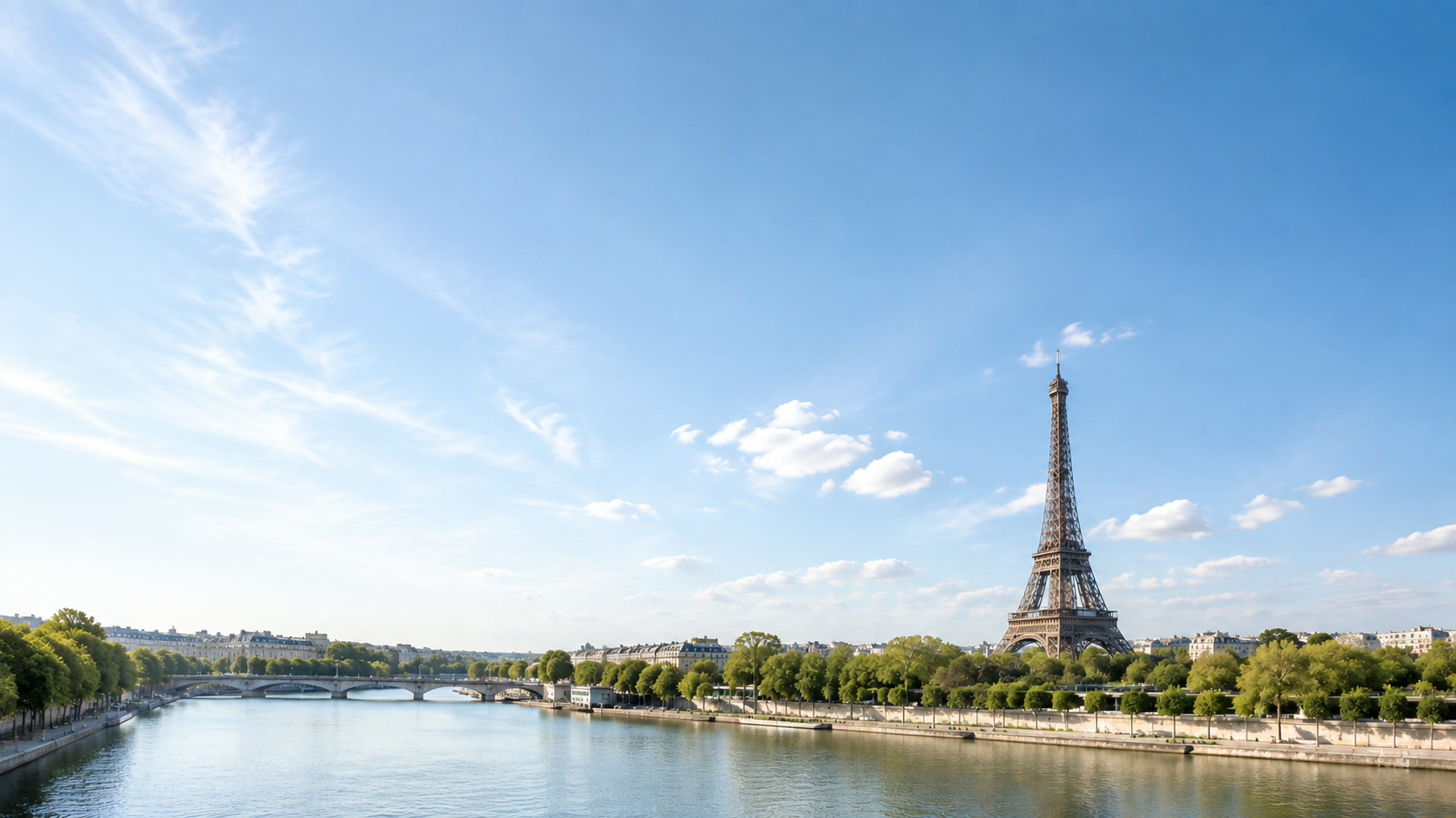 The Eiffel Tower beside the Seine in Paris