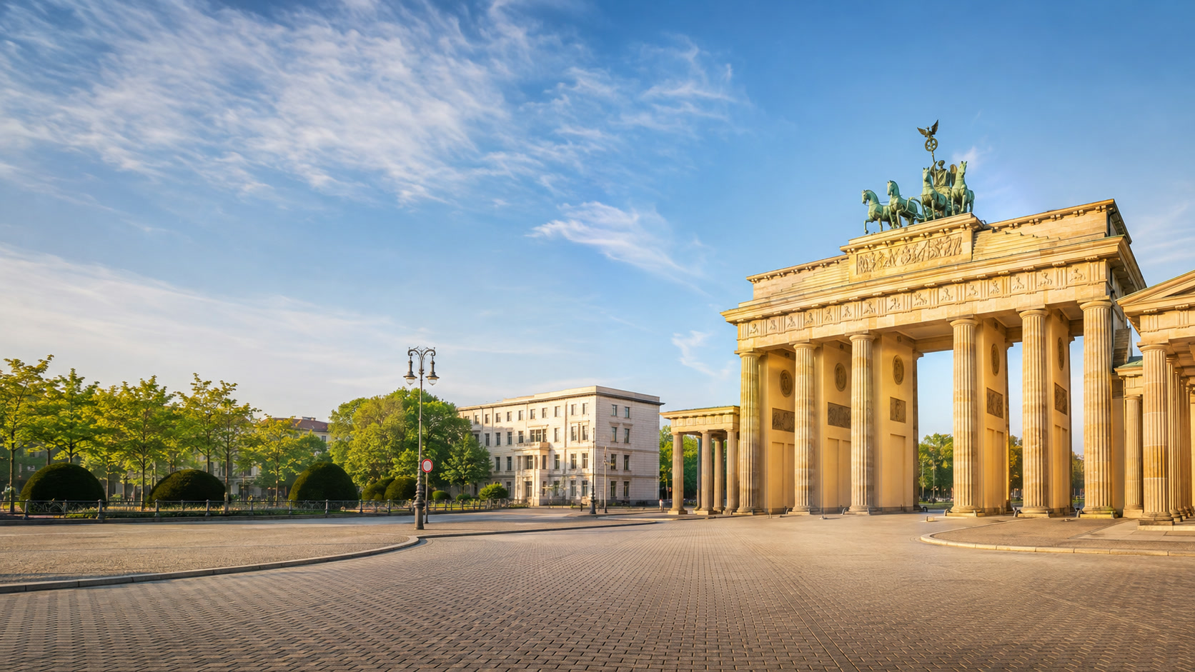 The Brandenburg Gate in bright morning light in Berlin