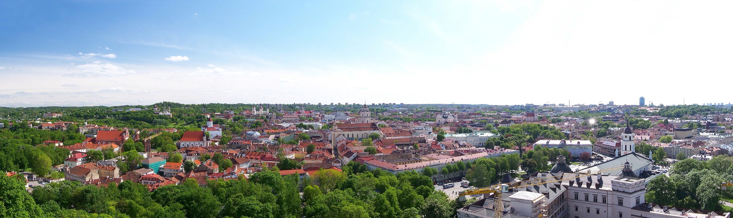 The church spires and red rooftops of Vilnius Old Town