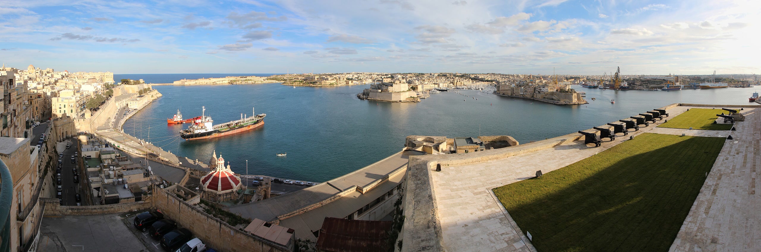 Valletta’s limestone fortifications overlooking Malta’s Grand Harbour