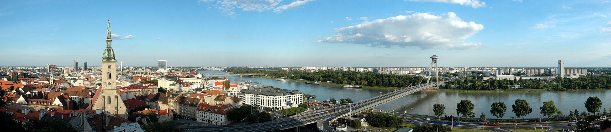 Bratislava Castle and the city stretching along the Danube
